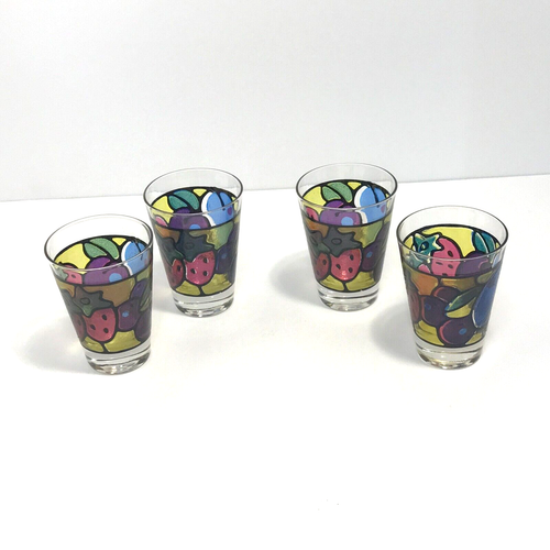 Bicchieri da tiro in vetro colorato frutta Libbey 4 usati multicolore vintage - Foto 1 di 12