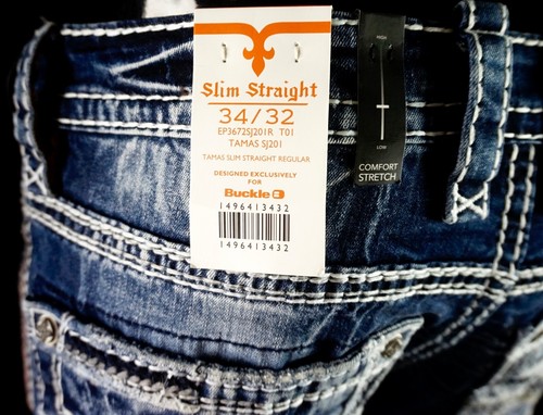 $250 Mens Rock Revival Jeans "Tamas" Thick Leather Faux Slim Straight 34 X 31 🔥 - Picture 6 of 18