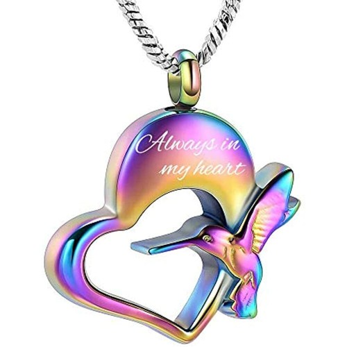 Cremation Jewelry Hummingbird Urn Necklace For Ashes Stainless Steel