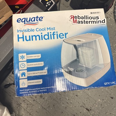 Equate 1.1 Gallon 250 Sq ft Invisible Cool Mist Humidifier White & Blue ...