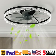 24 in Modern Ceiling Fan Light Flush Mount LED Fixture kit With Remote Control