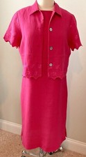 SHARON YOUNG Linen Sleeveless Dress with Short Sleeve Jacket~Size 6~MADE IN USA