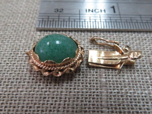 Vtg 14k Solid Y. Gold Aventurine Clasp for Single Bracelet Necklace 2.45 Grams