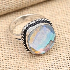 Mystic Topaz Gemstone Handmade 925 Sterling Silver Ring Jewelry