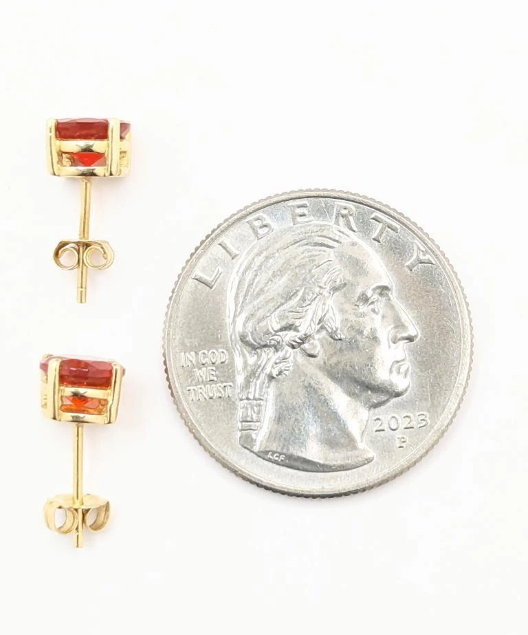 14K Yellow Gold 1.34g Orange Tourmaline Simple Everyday Style Stud Earrings - Image 2 of 4