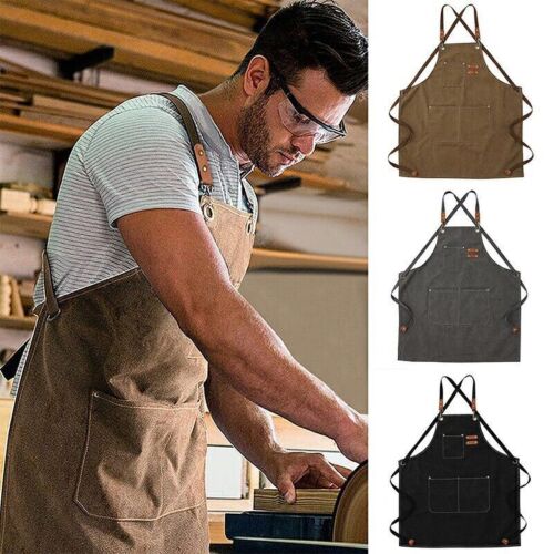 Waxed Canvas Tool Work Shop Apron Heavy Duty Woodworking Chef Workshop Unisex - Picture 14 of 22