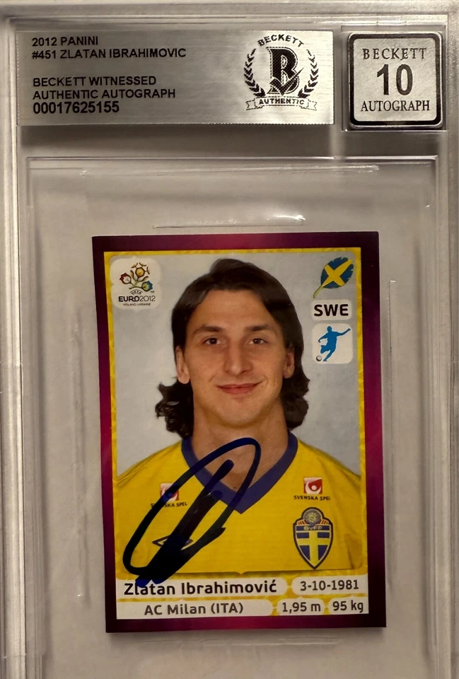 Pegatina Panini 2012 firmada por Zlatan Ibrahimovic AC Milan #451 Beckett grado automático Foto 2 de 2