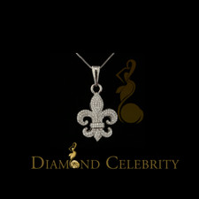 White 925 Sterling Silver with Fleur de Lis Shape Pendant 1.47ct Cubic Zirconia