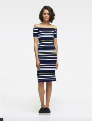 what to wear with off the shoulder dress Nancy Off-The-Shoulder Foldover Long Sleeve Bodycon Mini Dress • American Threads Women's Trendy Online Boutique Dusty Blue / L