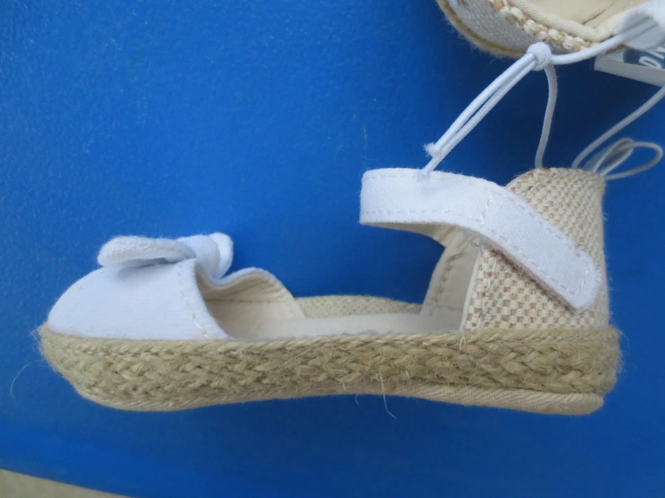 NEW Infant Toddler 3-6** or **12-18 month OLD NAVY White Espadrilles Sandals Bow - Image 2 of 3
