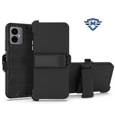 For Boost Celero 5G SC 2024 Case Brushed Design Belt Holster + Tempered Glass