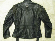 Harley Davidson Motorcycle Leather Jacket Embossed Fringe Made in USA Womens M