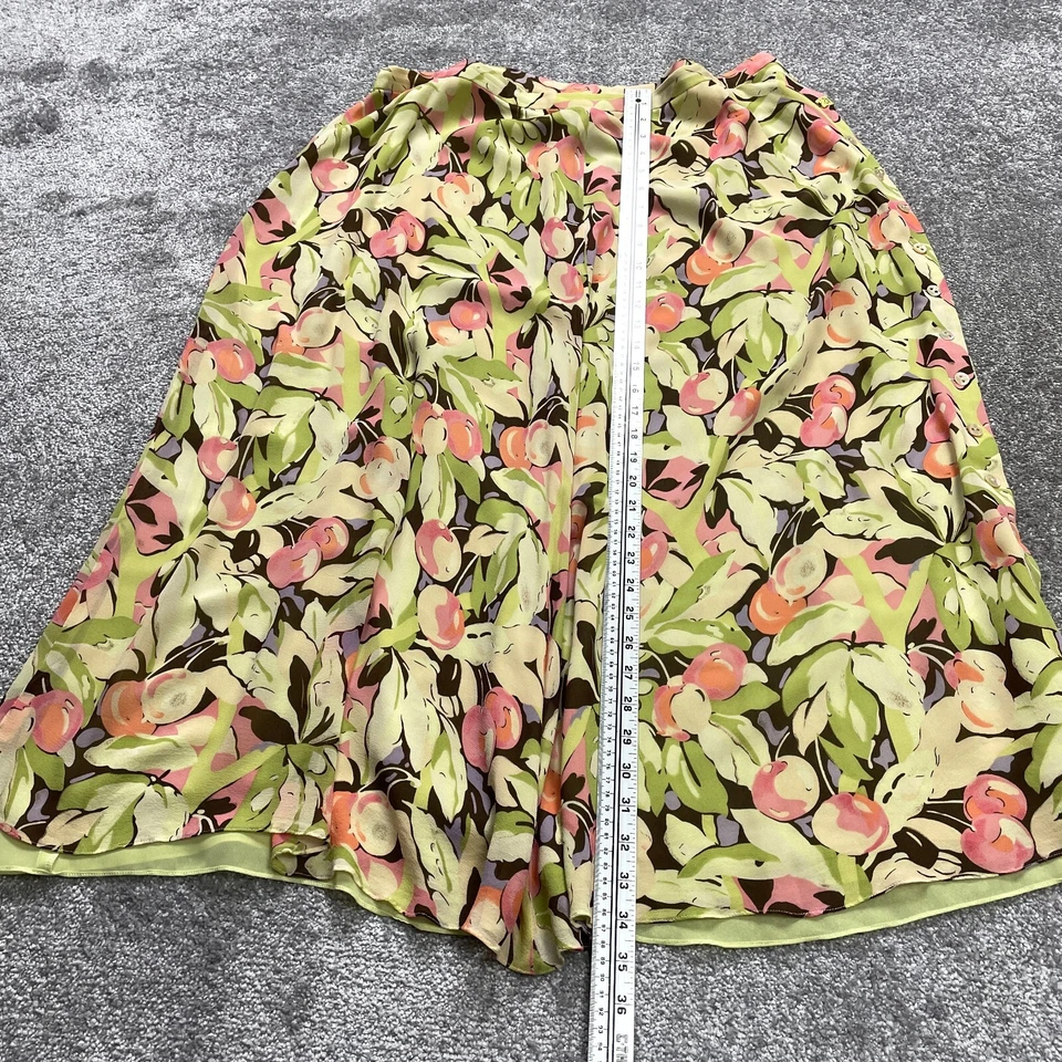 Dana Buchman Skirt Womens 18 Green Floral A Line Vintage Button Up Chiffon Midi - Image 2 of 4