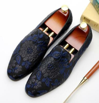 New Men's British Lazy Loafer Flat Driving Shoes Youth Leisure Embroidered Shoe