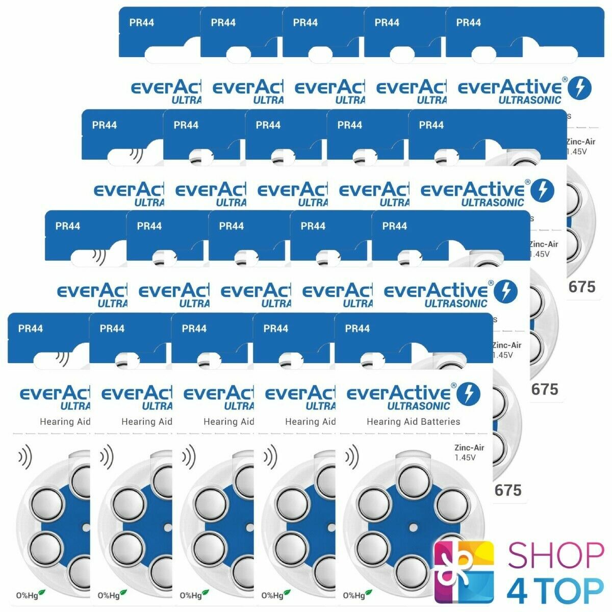 120 EverActive Ultrasuoni Misura 675 PR44 Hearing Aiuto batteries 1.45V Zinc Air