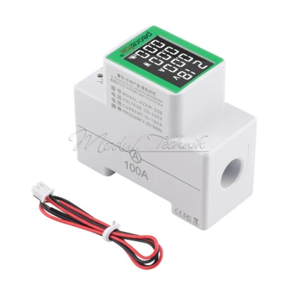50V-300V 100A Digital Power Energy Voltmeter Ammeter Watt Kwh AC DIN Rall Meter