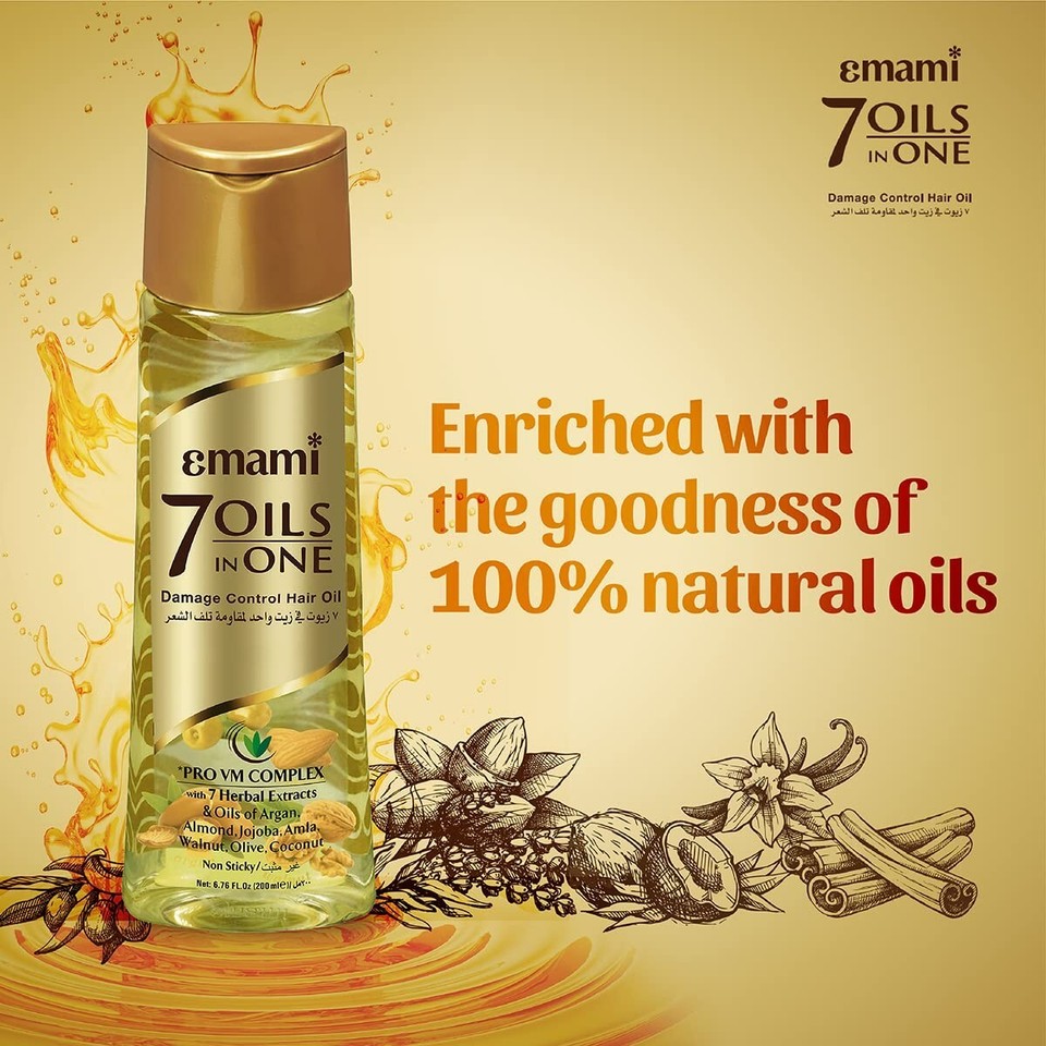 Emami 7 Oils In One Non Sticky Non Greasy Hair Oil Argan Oil and Amla