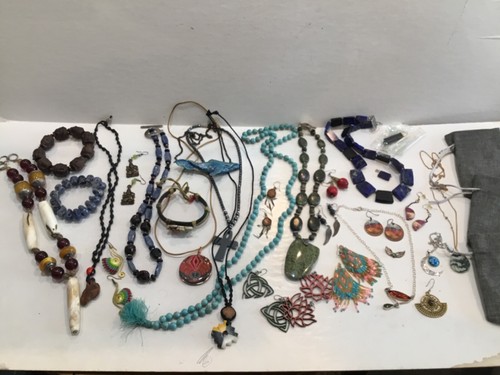 Enorme lote de más de 25 joyas de vaquera hippie turquesa plata 925, piedras