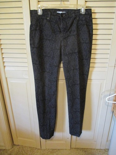 Bandolino "Harper Legging Waverly Damask" Pants Sz 8 Black/Gray 32"x30" STRETCH