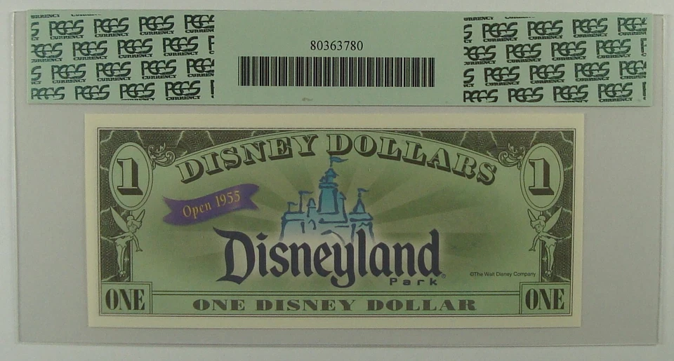 2001 $1 Disney Dollar, Sorcerer Mickey / 1955 Disneyland Park Back PCGS 67 PPQ - Image 2 of 3