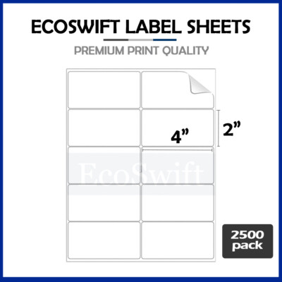 4 X 2 Ecoswift Laser Ink Address Shipping Adhesive Labels 10 Per Sheet Ebay