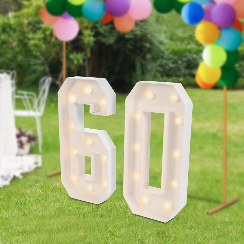 60 Light Up Numbers 60th Birthday Party Decoration Light Up Numbers Decorations - Image 2 of 4