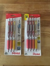 PENTEL ENERGEL RTX GEL PENS RED ORANGE YELLOW INK 7 COUNT NEW FREE SHIPPING