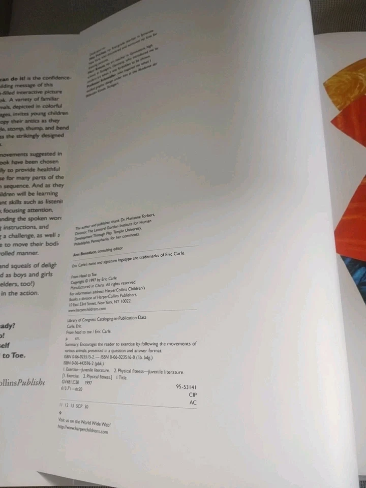 Eric Carle SIGNED From Head to Toe Hardcover Book Hungry Caterpillar Author - Image 4 of 4