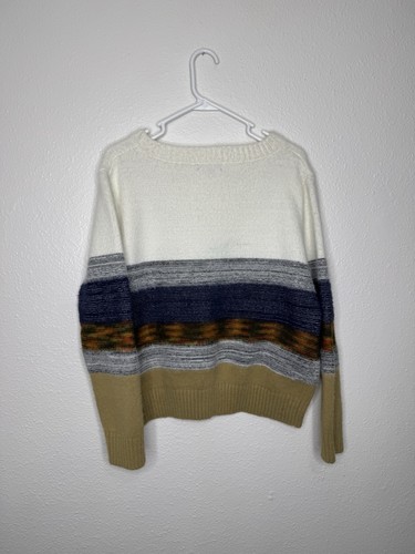 Fate Anthropologie Sweater XL Womens Fuzzy Colorblock Striped Trendy Crew Soft - Picture 2 of 14
