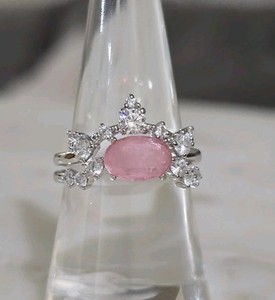 Bomb Party OG Size 8 (2Rings) "Brighten My Day" RBP8627 Rose Quartz on Rhodium