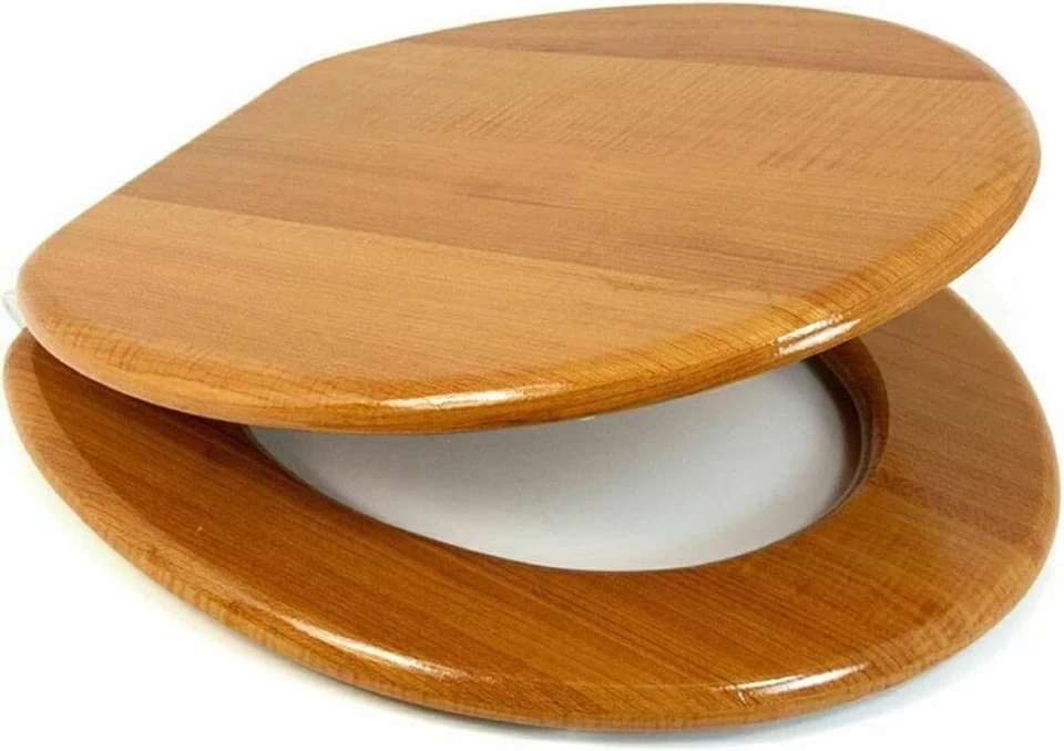 HOMAX Antique 18" MDF UNIVERSAL BATHROOM TOILET SEAT EASY FIT W/ FITTINGS WOODEN W/C