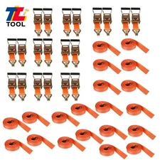 20Pack 4000lbs 1.5 Inch x 15 Feet Ratchet Straps J Hooks Heavy Duty Tie Down Set