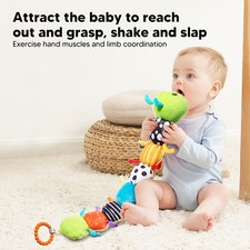 Infant Musical Stuffed Animal Activity Toy Green Soft Sensory Toy with Height