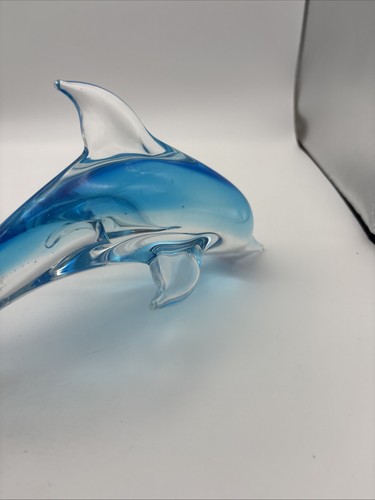 Crystal Dolphin Figurine Blue Crystal Clear 2.9 Lbs - Picture 7 of 9