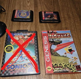 Sega Genesis MK-1451 CLEAN Console & Controller Lot - Risk, Tiny Toons, Pac Man2