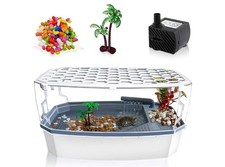 Small Turtle Tank with Lid Acrylic Turtle Aquarium with Water Pump Full View ...