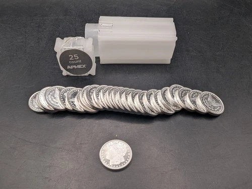 🔥LOT X 25 - 1/4 TROY OZ MORGAN DOLLAR DESIGN .999 FINE SILVER ROUNDS 6.25 OZT
