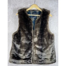 Anthropologie Sanctuary Clothing Faux Fur Vest Size L Brown Boho Mob wife RETRO