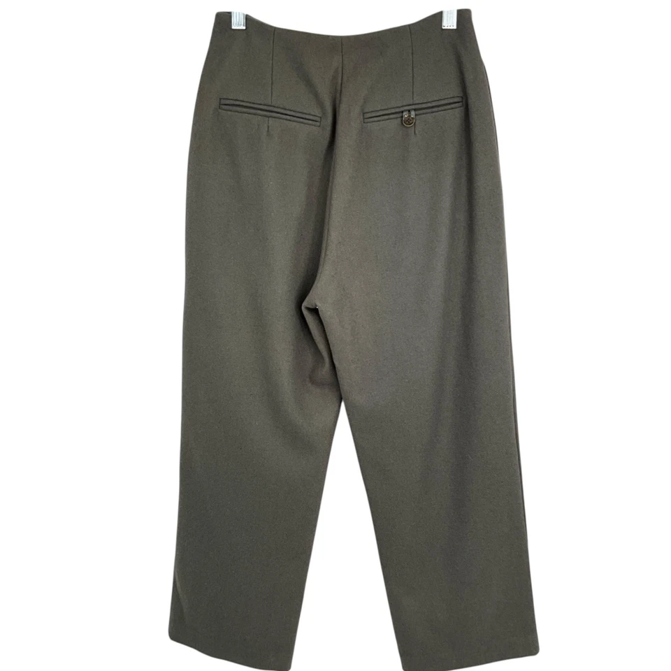 Pantalones al Tobillo Petite Studio NYC Gretel Lana Verde Oscuro Botón Mosca Talla Pequeña S Foto 3 de 4