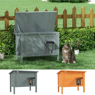 PawHut Outdoor Wild Katzenhaus isoliert mit aufklappbarem Dach