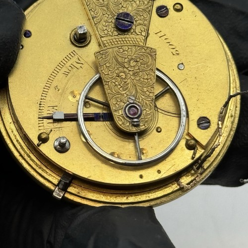 39.5mm Antique Key Wound Fusee Pocket Watch Movement - Broken Chain PARTS REPAIR - Picture 4 of 13