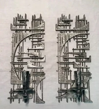 Vtg. Set 2 Burwood Products Brutalist Geometric Plaques MCM Candle Decor Sconces
