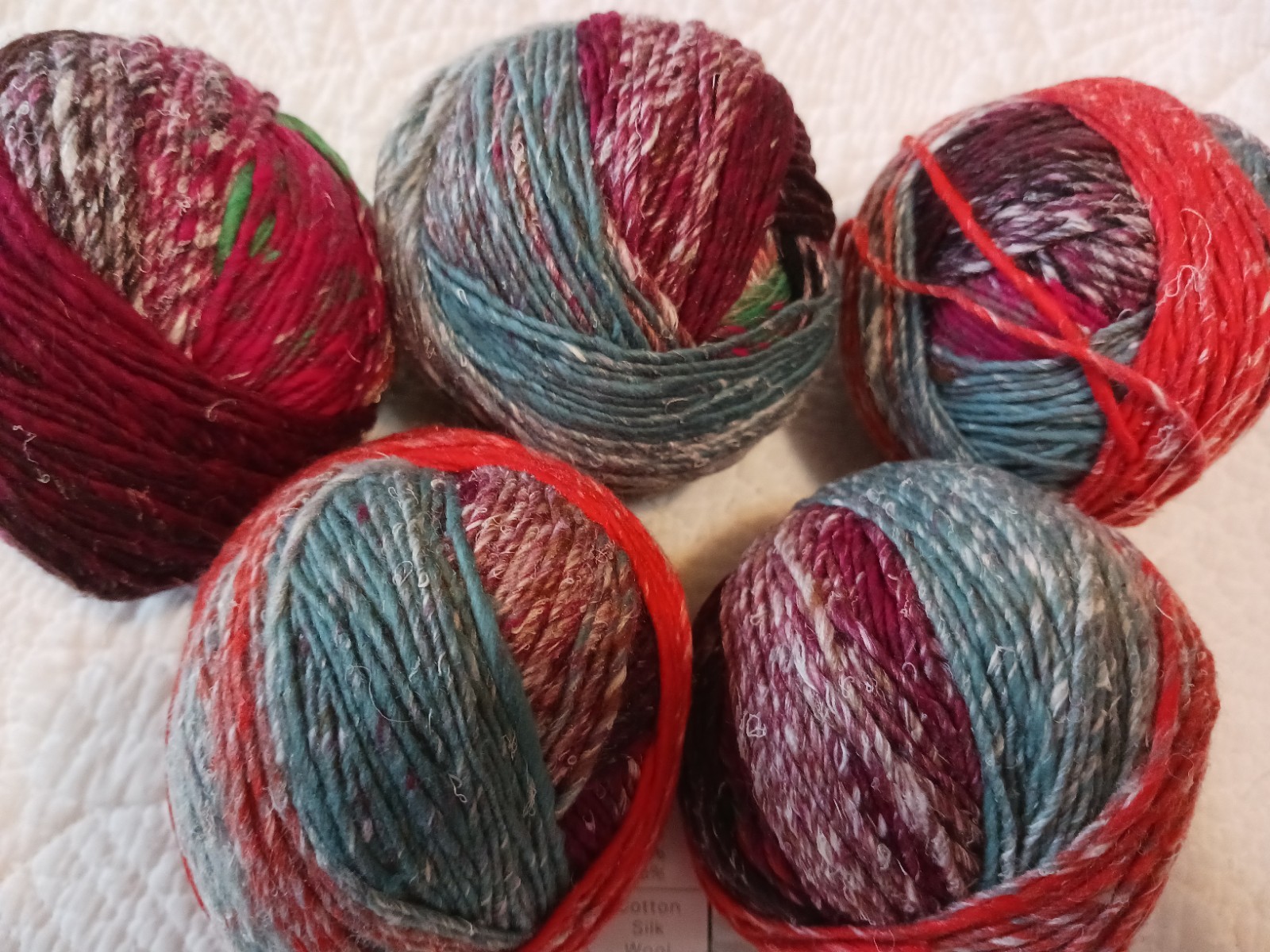 Noro Chirimen Yarn Cotton Silk Wool Self Striping 5 Sks #6 Orange Green Gray 5 S