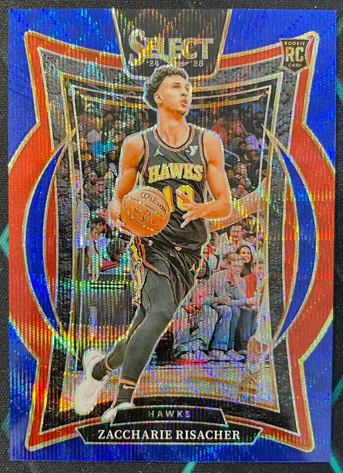 Zaccharie Risacher 2024-25 Panini Select 58/75 Concourse Blue Wave RC Hawks #86