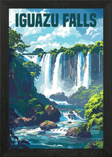 Iguazu Falls Argentinia Framed Wall Art Poster Canvas Print Picture