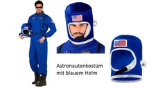 Astronauten Kostüm für den Mann- Raumfahrer Kosmonaut mit blauem Helm