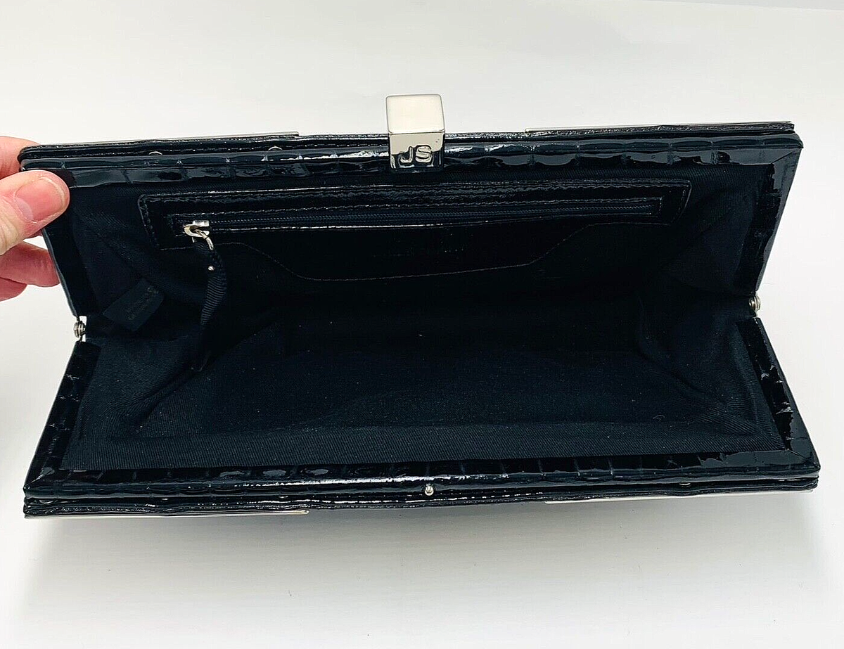 Jill Stuart Black Leather Clutch Bag w/ dust bag Embossed | eBay
