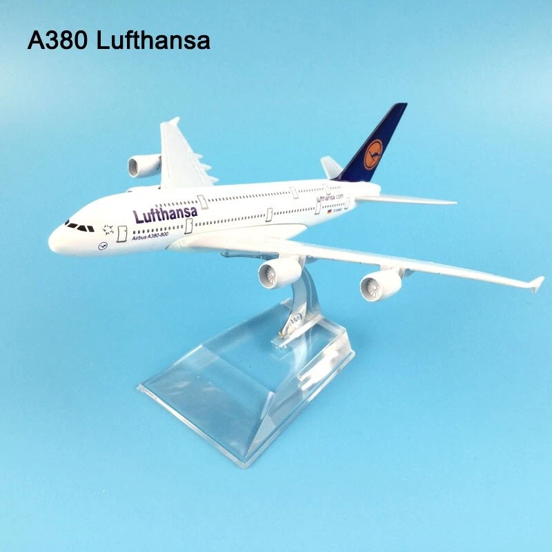 Juguete de colección modelo avión diecast aleación 1:400 16 cm Lufthansa Airbus A380-800 Foto 4 de 4