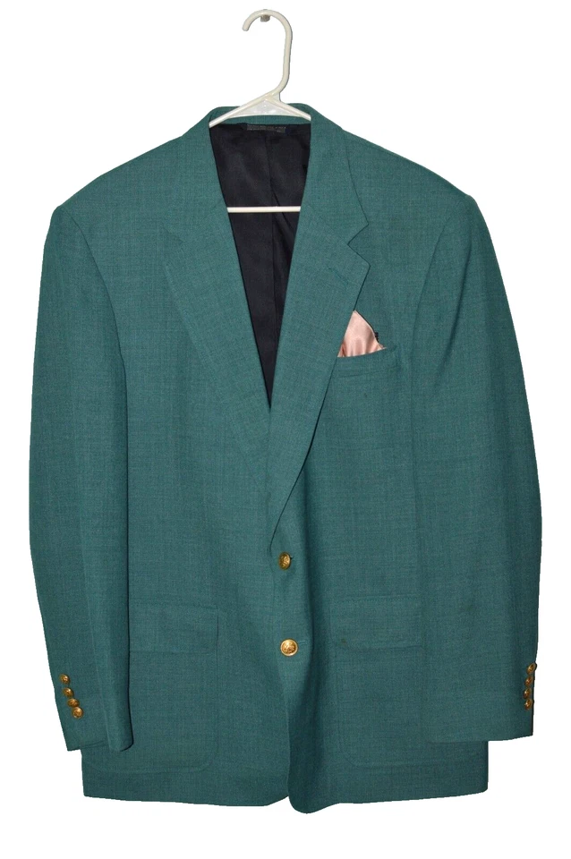 42L земли конец мужской зеленый редкая винтажный хопсак гольф блейзер куртка золотой пуговицы - Изображение 2 из 4