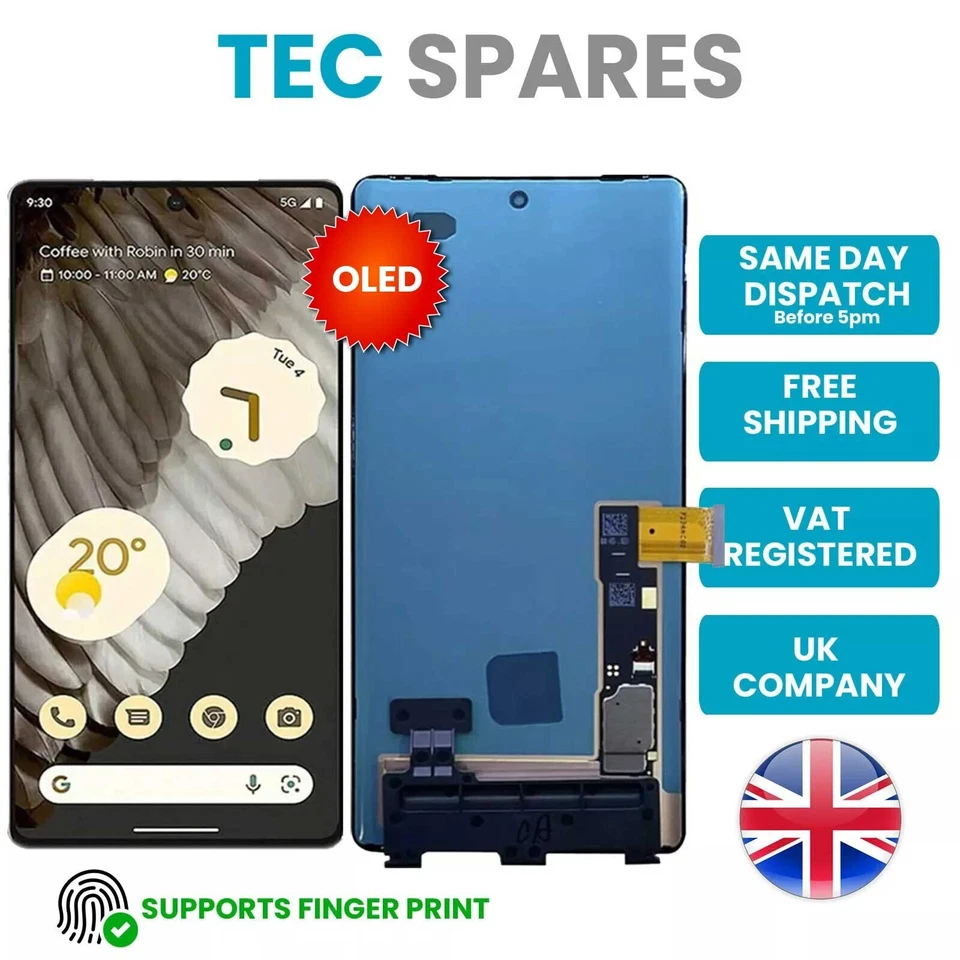 TECSPARES Google Pixel 7 Pro GP4BC OLED LCD Touch Screen Display Digitizer Replacement UK